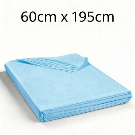 Bänkpapper i ark – ljusblå nonwoven 60x195 cm för massagebänkar