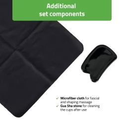 Mikrofiberduk och Gua Sha-sten som ingår i koppningssetet