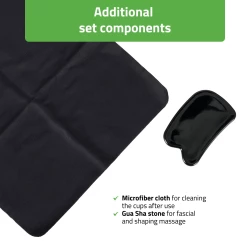 Mikrofiberduk och Gua Sha-sten som ingår i koppningssetet